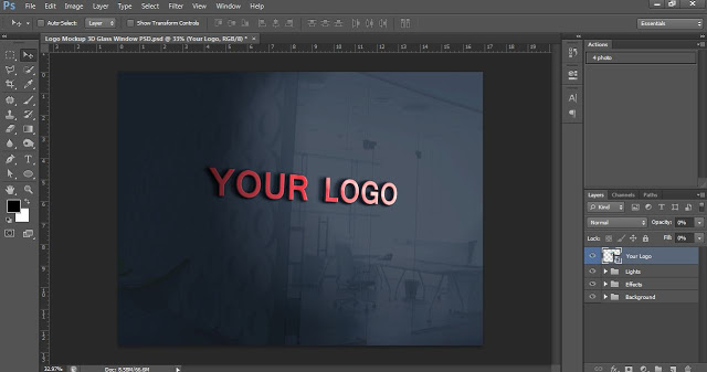 Download Logo Mockup Template 3D Glass Window PSD Free Download - Al Qadeer Studio